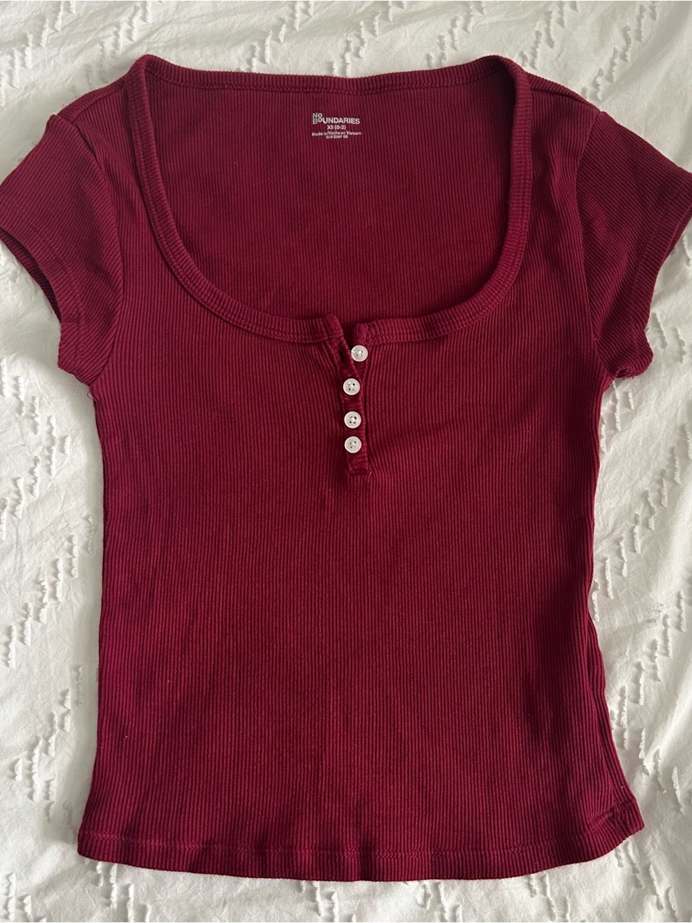 No Boundaries Women’s Scoop Neck Babydoll Short Sleeve Cropped T-Shirt Jr XS 0-2